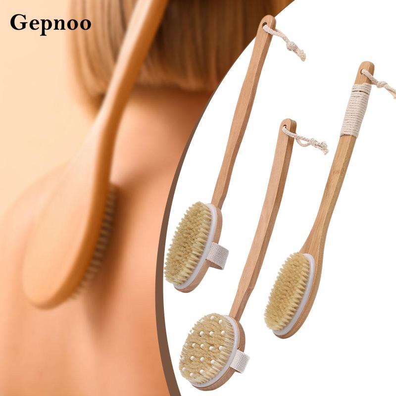 [Gepnoo] Shower Scrubber แปรงทําความสะอาดหลังที่สะดวกสบายสําหรับซาวน่าสปาห้องน้ํา