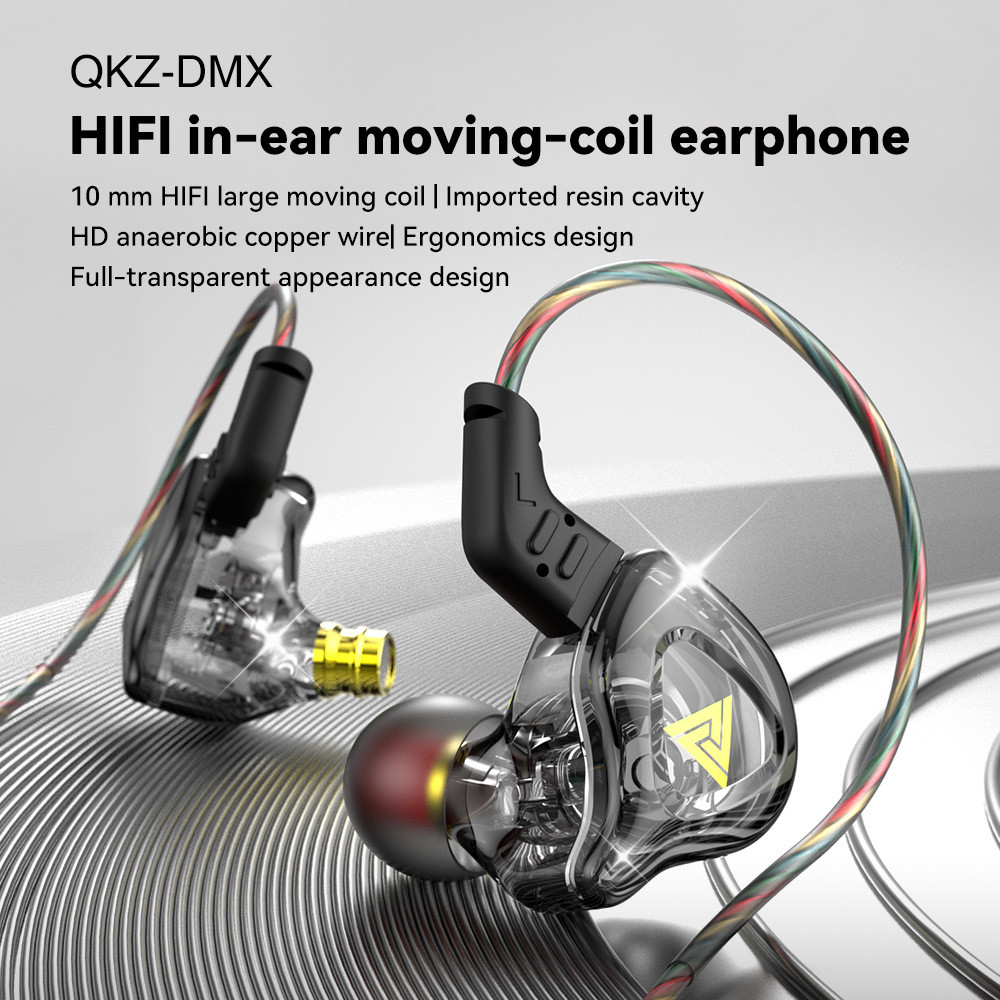 4.16-QKZ AK6-DMX หูฟังชนิดใส่ในหูหูฟัง HIFI Dynamic Wire Control ซับวูฟเฟอร์เพลงหูฟังโทรศัพท์มือถือ