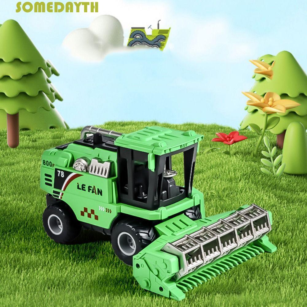 SOMEDAY Kids Farmer Cart Toy, Tractor Toy Crane Simulation Farm Harvester Toy, Vehicle Toys Manual S
