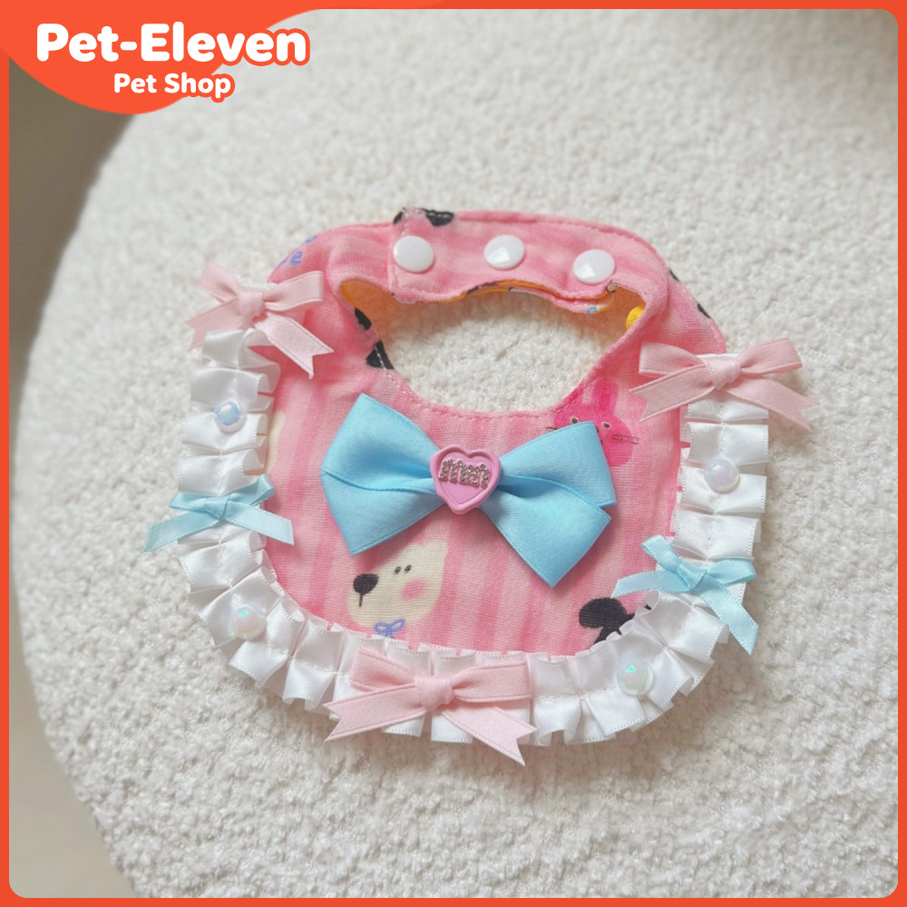 Princess Style Cat Bow Tie ผ้าพันคอสําหรับสุนัขขนาดเล็กแมว Malteees Yorkie Puppy Pet Accessories with Ruffled Edge เนคไทผ้ากันเปื้อนสัตว์เลี้ยงสําหรับแมวหญิงและสุนัขขนาดเล็ก
