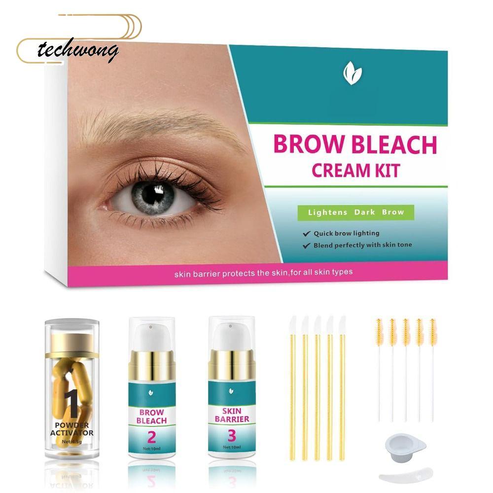 TECHWONG Brow Bleach Kit, 5 แอพพลิเคชันใช้งานง่าย Brow Lightening Kit, No Drip Eyebrow Bleach Quick 