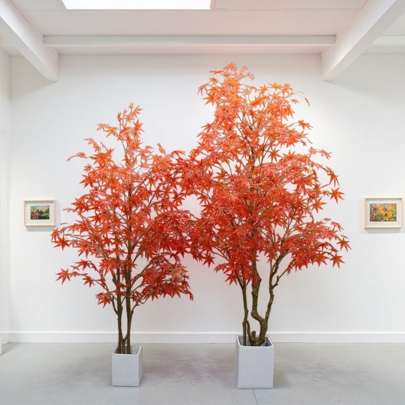 High-End จําลองปลอม Maple Tree ขนาดใหญ่ขนาดกลางสไตล์ญี่ปุ่นสีแดง Maple Tree Home Tea Room Exhibition