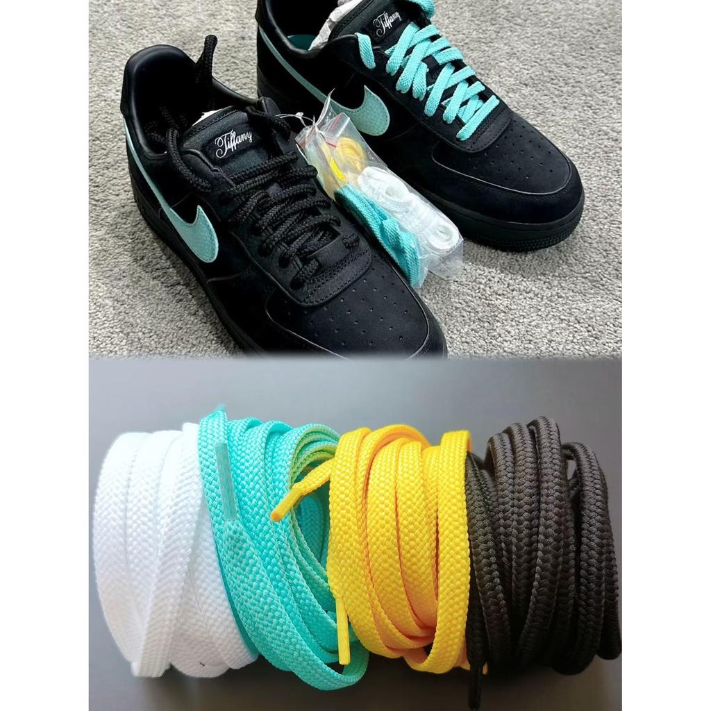 เหมาะสําหรับ TIFANY x AF1 Joint Black Mint Green Shoelace Blue White Black Original Shoelace Black S