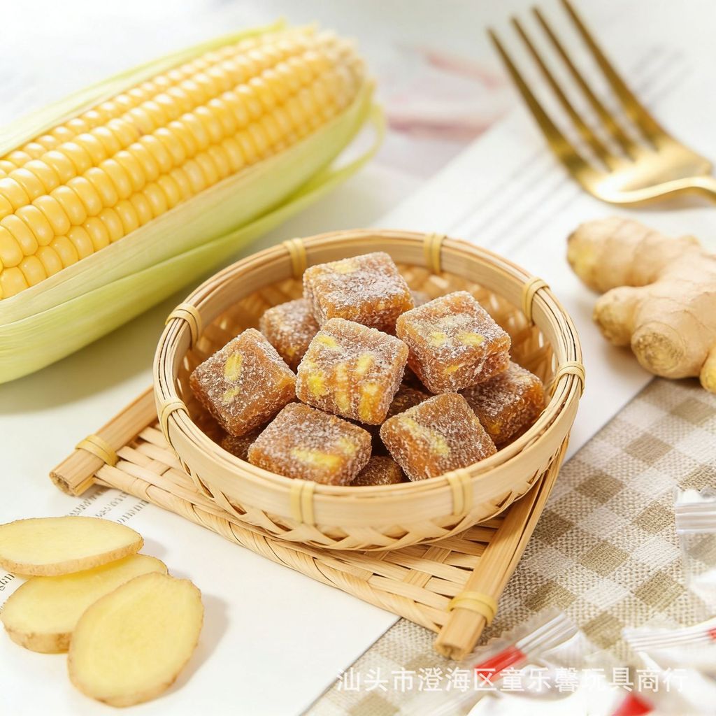 สินค้าใหม่พร้อมสต็อก Chaoshan Specialty Corn Ginger Candy Gummy Handmade Original Ginger Candy Bagge