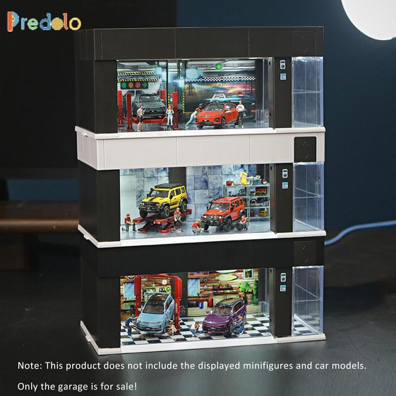 Predolo 1/64 Scale Car Model Display Case Show Case with LED Organizer Dustproof Mini
