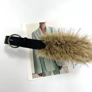CODBLOOMZO Plush Furry Splicing Belt, การออกแบบอินเทรนด์ Y2K เข็มขัดขน Faux, Vintage All-match Punk เข็มขัดเอวผู้หญิงแฟชั่น
