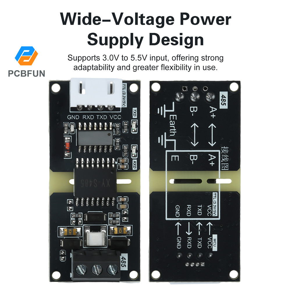 Pcbfun DC 3-5V แยกโมดูลระดับ TTL ถึง RS485 ไปยังการแปลงสัญญาณ TTL พร้อมการควบคุมทิศทางการไหลอัตโนมัติ