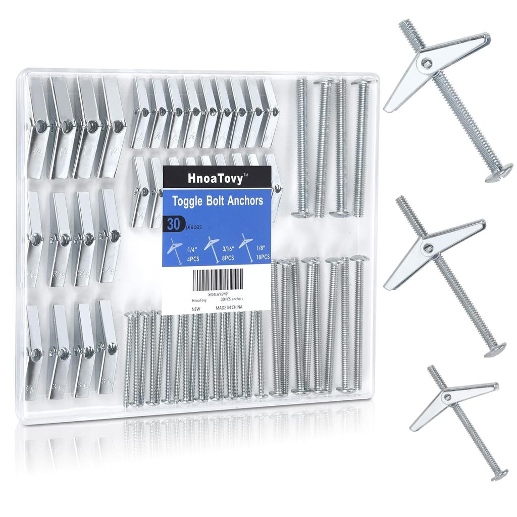 30PCS Wall Anchors สําหรับ Drywall Heavy Duty, Hollow Wall Anchors, Toggle Anchors สําหรับ Drywall, 