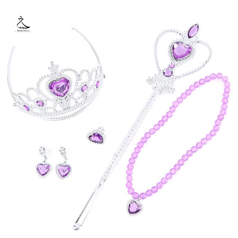 [HSSL] 6 ชิ้น/เซ็ต Princess Crown Magic Wand สร้อยคอถุงมืออุปกรณ์เสริมชุดความงามสาว MCL7717