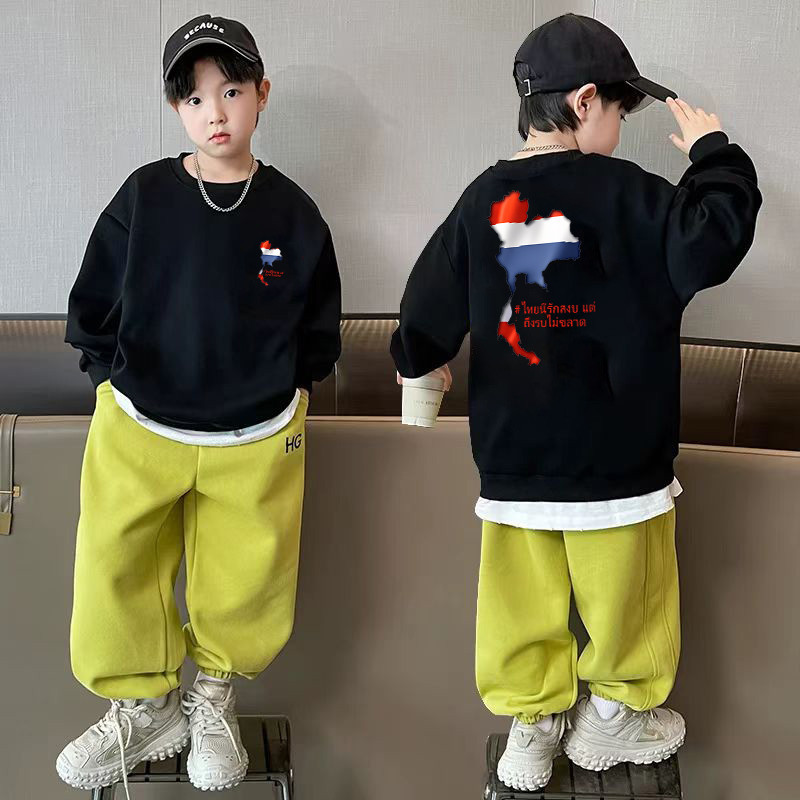 Yout-children เสื้อกันหนาวแขนยาว ทรงหลวม สบายและนุ่ม ความหนาปานกลาง'Map of Thailand' fit ชาย/หญิง 3-