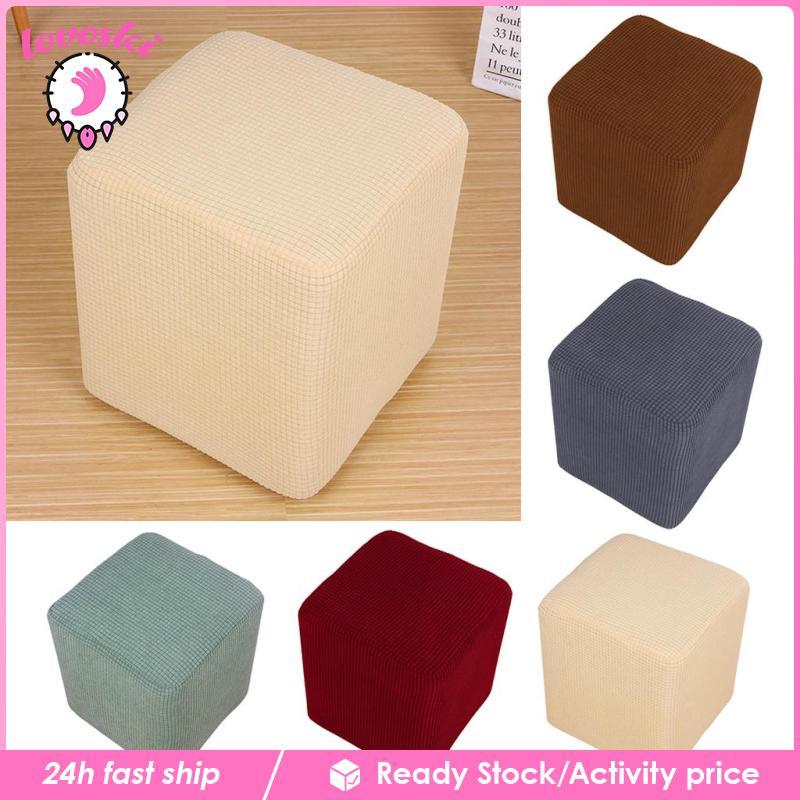 [Lovoski] Stretch Ottoman Cover Slipcovers สี่เหลี่ยมผืนผ้าสตูลเท้ายืดครอบคลุม Ottoman Foot Rest Cov