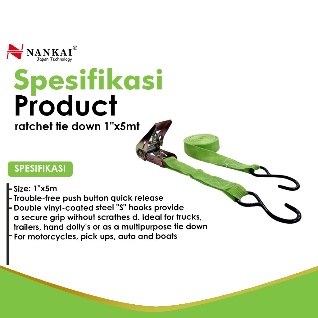 Nankai 1" X 5m Ratchet Tie Down