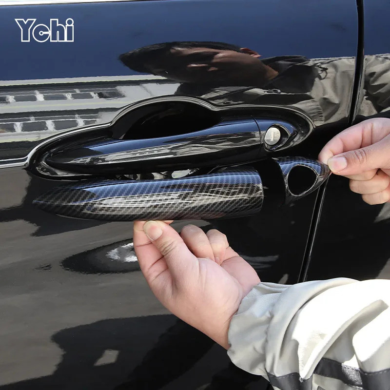 For Alfa Romeo Giulia Stelvio 2015- ABS Carbon Fiber Car Exterior Door Handle Grab Cover Trim Sticke