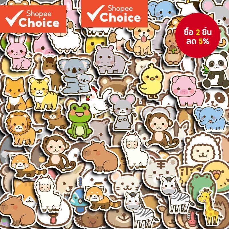 การ์ตูนสัตว์สติ๊กเกอร์100ชิ้นสําหรับแล็ปท็อปคอมพิวเตอร์ขวดน้ํากรณีโทรศัพท์-สติกเกอร์น่ารัก ทําเอง วาชิ สมุดศิลปะหัตถกรรมตกแต่ง