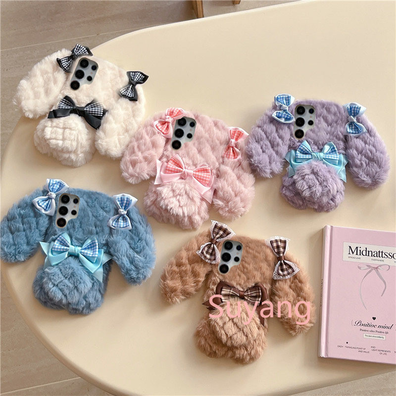 น่ารัก Bowknot กระต่ายหูนุ่มเคสโทรศัพท์สําหรับ OPPO Reno 8 7 6 5 4 2 8T 8Z 7Z 6Z 2Z 2F