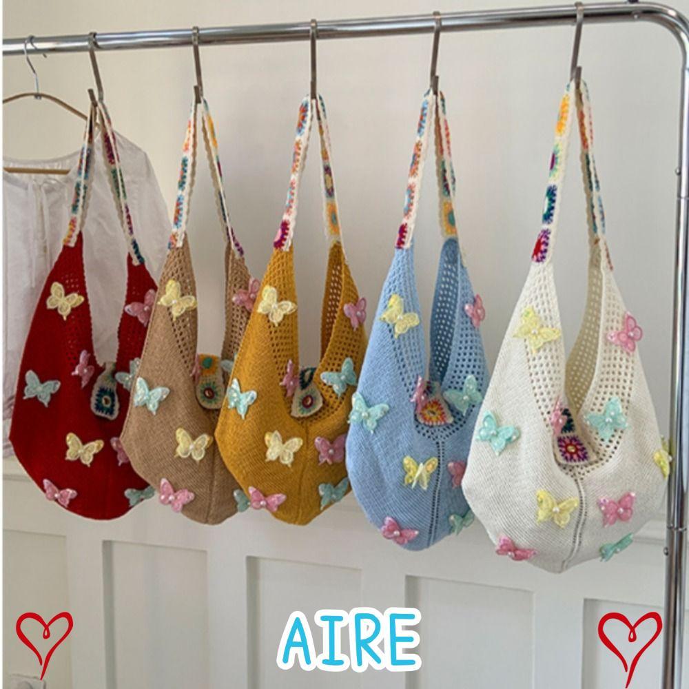 กระเป๋าสะพายไหล่ผู้หญิง Crochet Pattern ขนาดใหญ่ ดีไซน์Vintage Boho