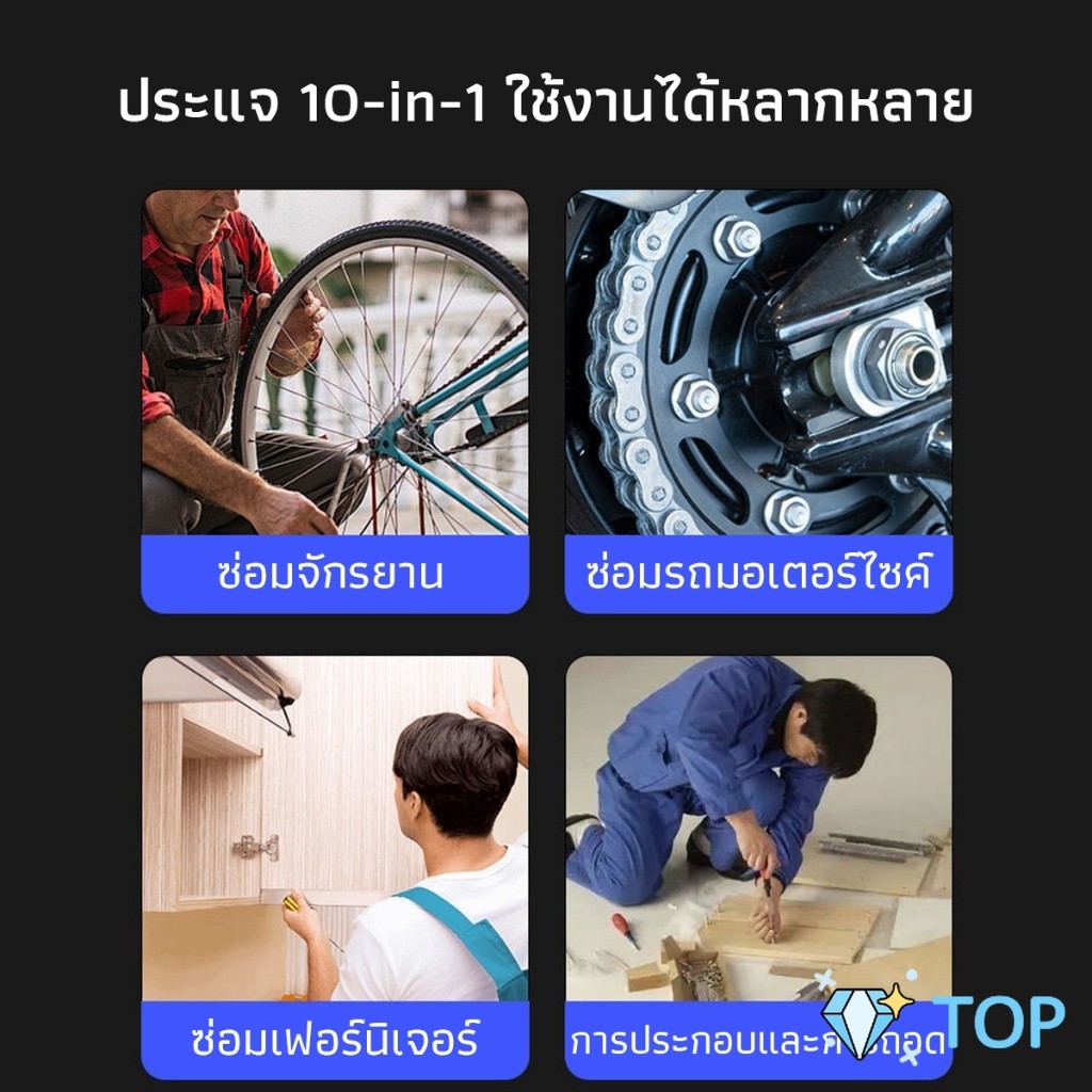 TOP ประแจหกเหลี่ยมรูปทรงกระดูก6-15มม. ประแจอเนกประสงค์ เครื่องมือซ่อมจักรยาน Wrench ราคา ถูกที่สุด ดีลบีเคเค แกลเลอรีภาพที่ 4
