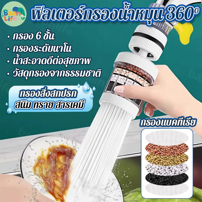 【ซื้อ 1 แถม 1】เครื่องกรองน้ำแบบหมุนได้ 360° หัวกรองน้ำมาตรฐาน ช่วยกรองสิ่งสกปรก รวดเร็วและอเนกประสงค์ มี 3 สี