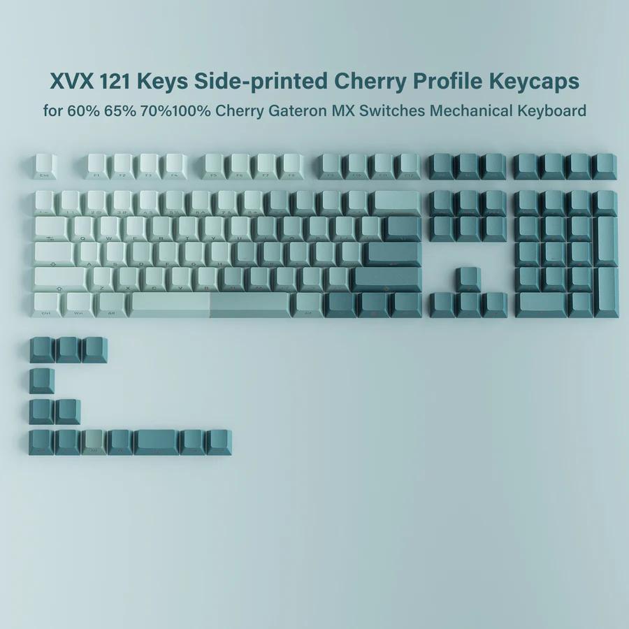 XVX Cyan Side Gradient Keycaps OEM Profile Double Shot Shine ผ่าน PBT Keycap 121-Keys