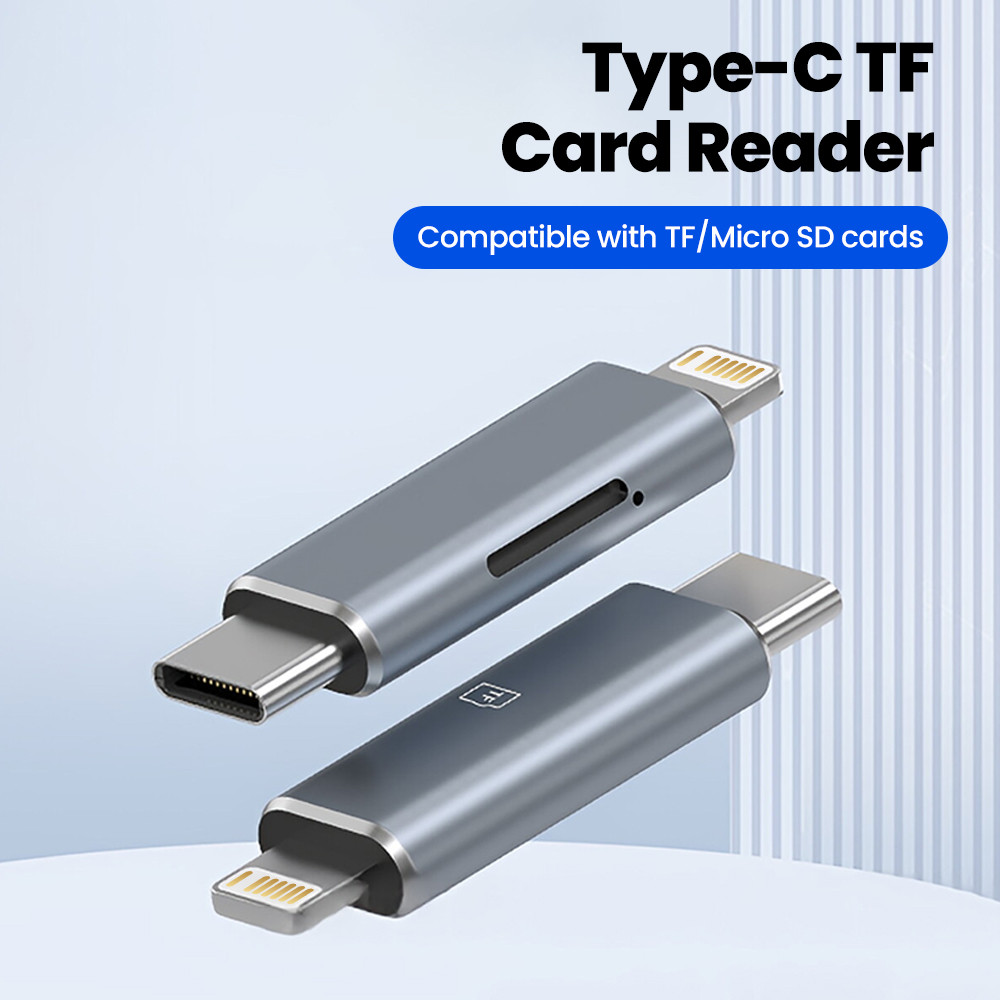Twitch 3 In1 Multi-functional Type C/lOS TF Card Reader อลูมิเนียมภายนอกเก็บสีดํายืดสําหรับ Memory S