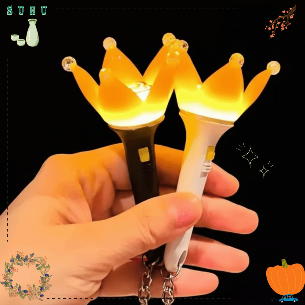 SUHU BigBang Lightstick แบบพกพา ออกแบบเป็นมงกุฎ สีดำและสีขาว พร้อมพัดลมในตัว