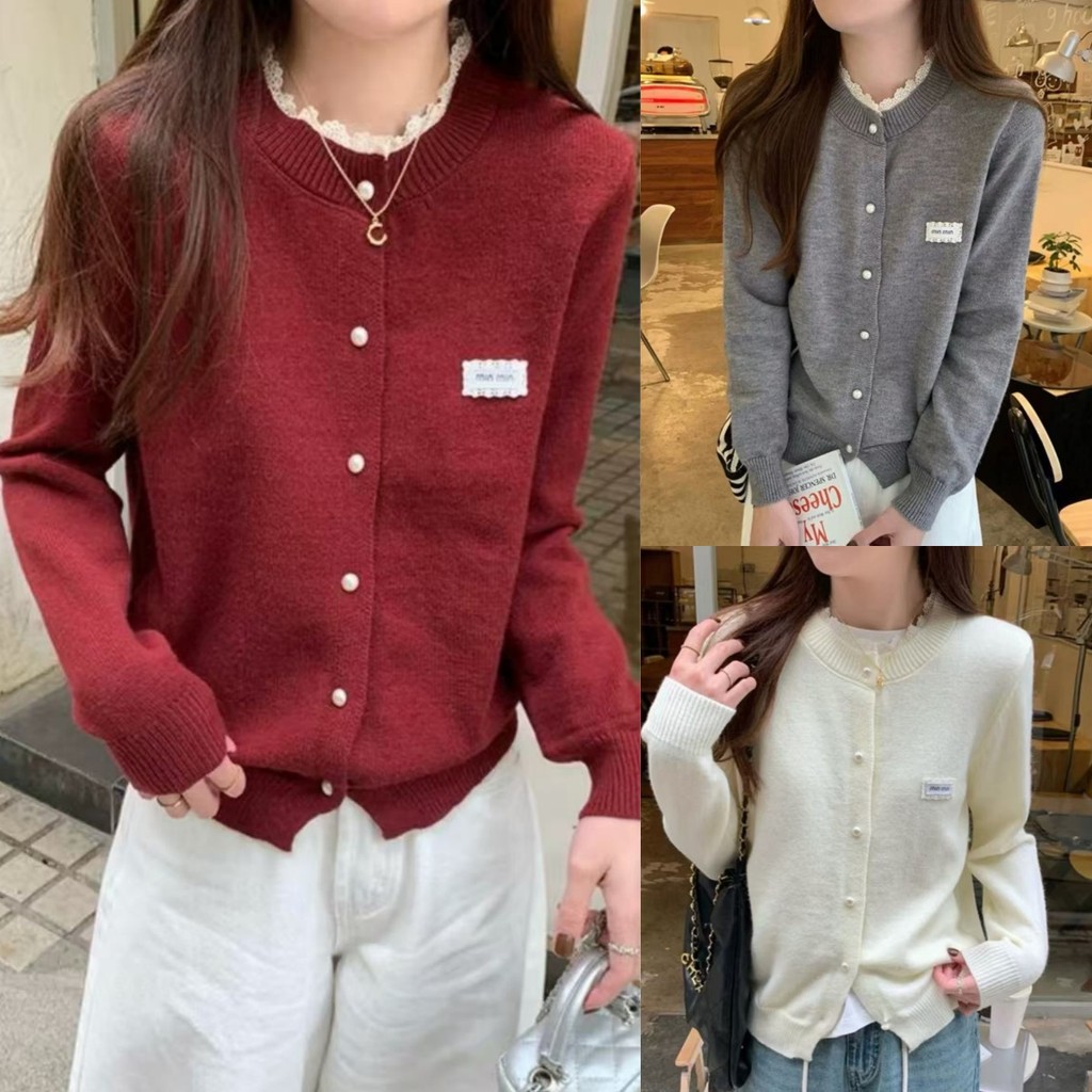 Elves พร้อม  เสื้อแขนยาวไหมพรม คอกลม ผ้านุ่มนิ่มน่ารักมาก ใส่สบายคาวาอีคาร์ดิแกนไหมพรม“้W-H076” ราคา ถูกที่สุด ดีลบีเคเค