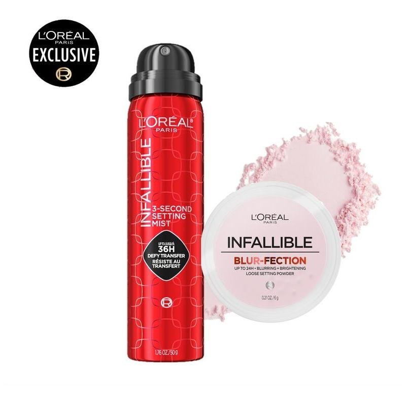 The Stay- Put Power Duo: Infallible 3-second Setting Spray + Blur-fection Setting Powder, L'Oreal Pa