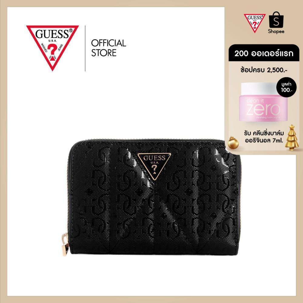 GUESS กระเป๋า รุ่น GG9663140 ALDINA SLG MEDIUM ZIP AROUND สีดำ