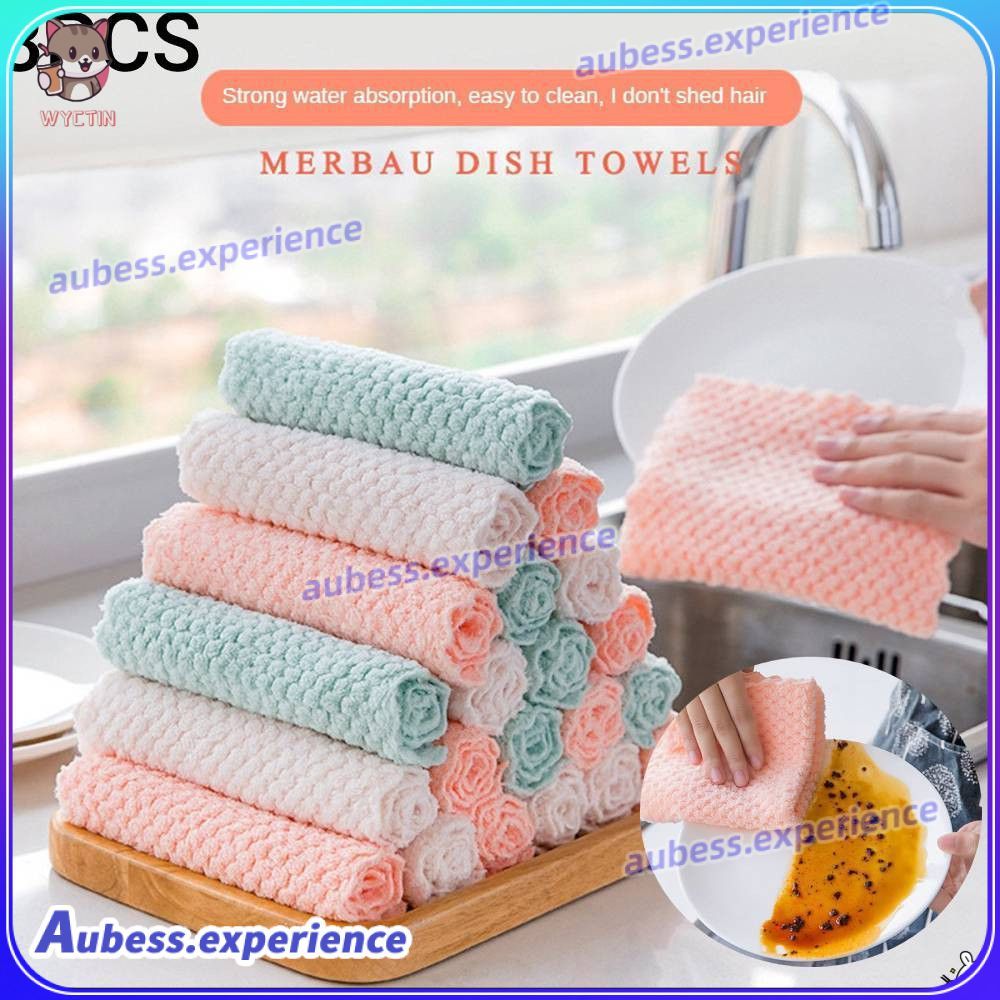 Efeed【สินค้าขายดี】 ชุดผ้าไมโครไฟเบอร์กันคราบมัน 3 ผืน ผ้าเช็ดครัวเนื้อนุ่มพิเศษ ผ้าทำความสะอาดบ้านแบ
