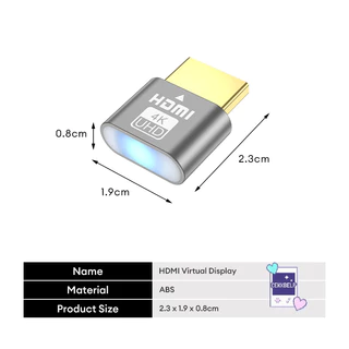 ⚡ส่งจาก กทม⚡HDMI เสียบเดียวเชื่อมจอใหญ่ จอแสดงผลเสมือน HDMI แบบพกพา LED กราฟิกการ์ดหลอกลวงอุปกรณ์เสริมสำนักงานระยะไกล