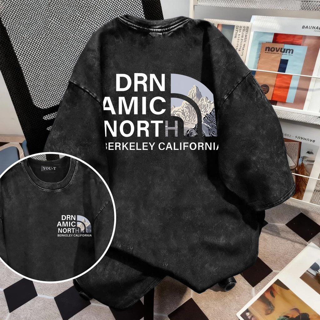 Top.street [COD]เสื้อวินเทจ เสื้อฟอก แขนสั้น คอกลม oversize ไม่ต้องรีด unisex 'DRN AMIC'