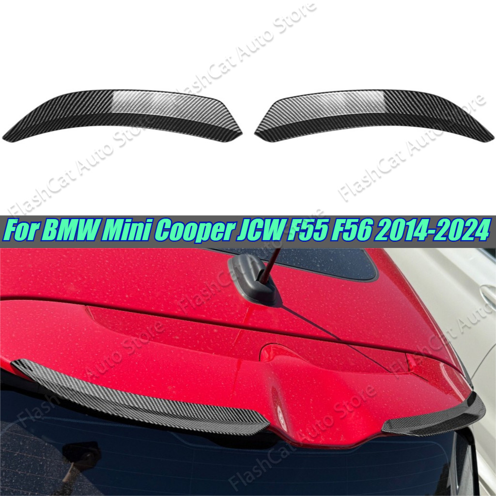 F55 F56 MINI JCW ปีกหางชุดสีดําเงารถด้านหลังสปอยเลอร์หลังคา Trunk ฝาปิดสําหรับ BMW Mini Cooper JCW F