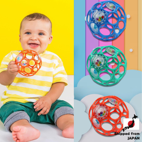 Bright Starts Oball Rattle Toy for Infants - Soft Ball Teether, Stroller Toy, Baby Gift, Available i