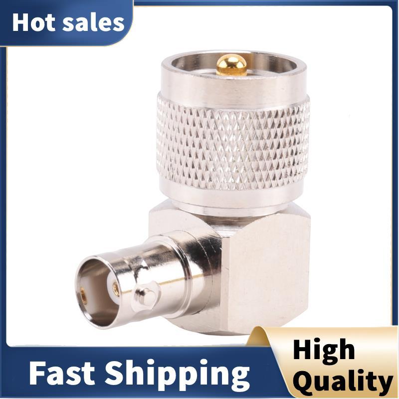 UHF PL259 -259 ขั้วต่ออะแดปเตอร์มุมขวาหญิง BNC สีเงิน