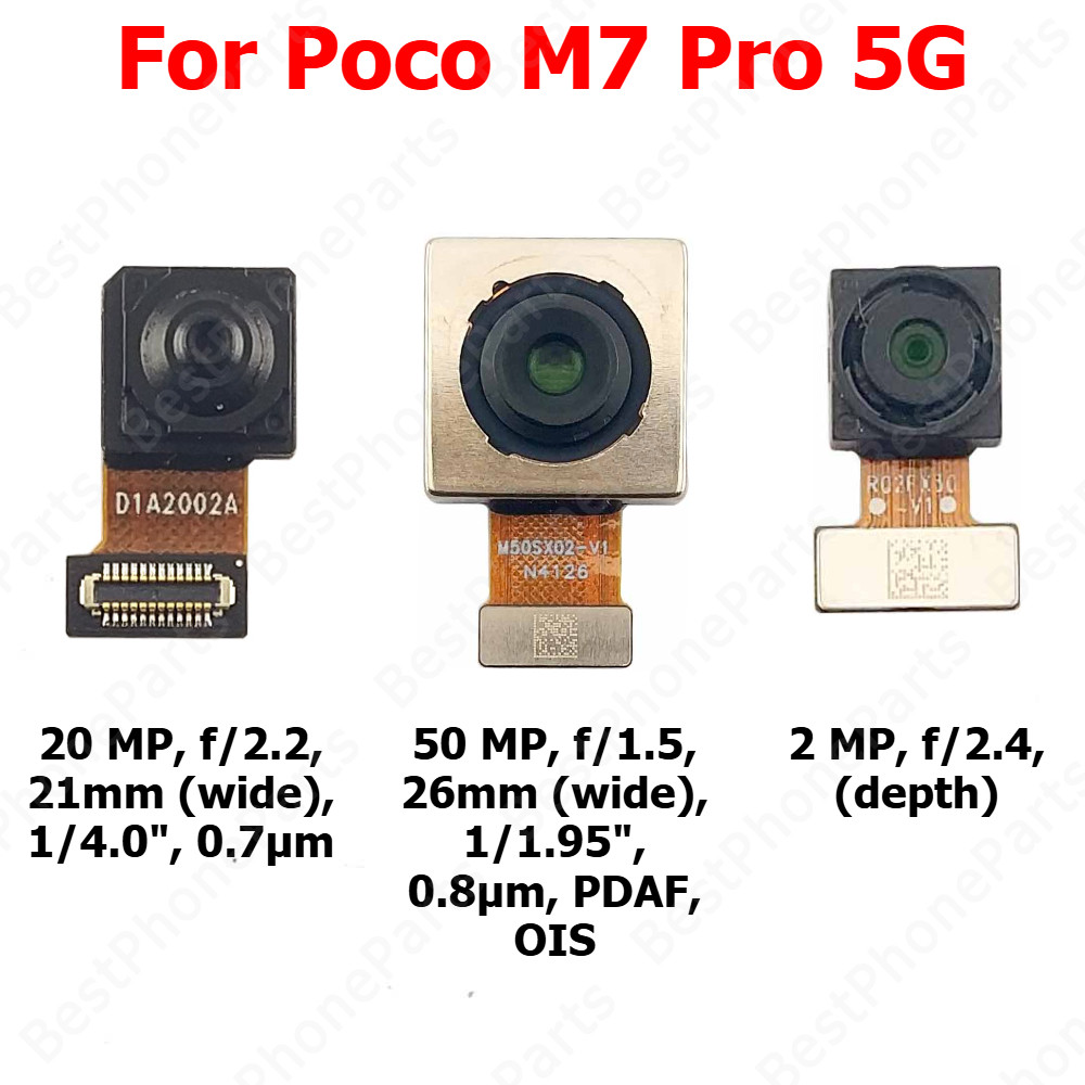 กล้องสําหรับ Xiaomi Poco M6 Pro 4G PocoM6 M6Pro ด้านหลังด้านหลังด้านหน้า Facing Frontal Selfie กลับโมดูลกล้องอะไหล่โทรศัพท์มือถือ