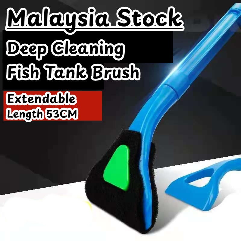 [พรีเมี่ยม!] Long Handle Aquarium Fish Tank Deep Clean Brush Sponge Cleaner Algae Remover Berus Akua
