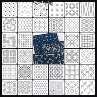 [ซื้อสูง] 9/32 ชิ้น Sashiko เย็บปักถักร้อยแม่แบบ DIY เรขาคณิต Patchwork ลายฉลุ PET นํากลับมาใช้ใหม่ Handmade เย็บปักถักร้อยหัตถกรรมเครื่องมือใหม่สต็อก