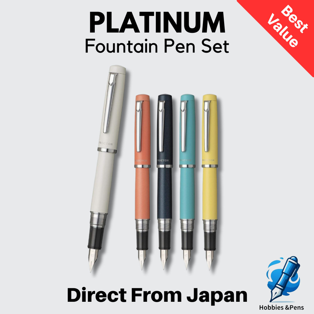 PLATINUM Procyon Fountain Pen Set With Converter Refillable Writing Tool Authentic Japan
