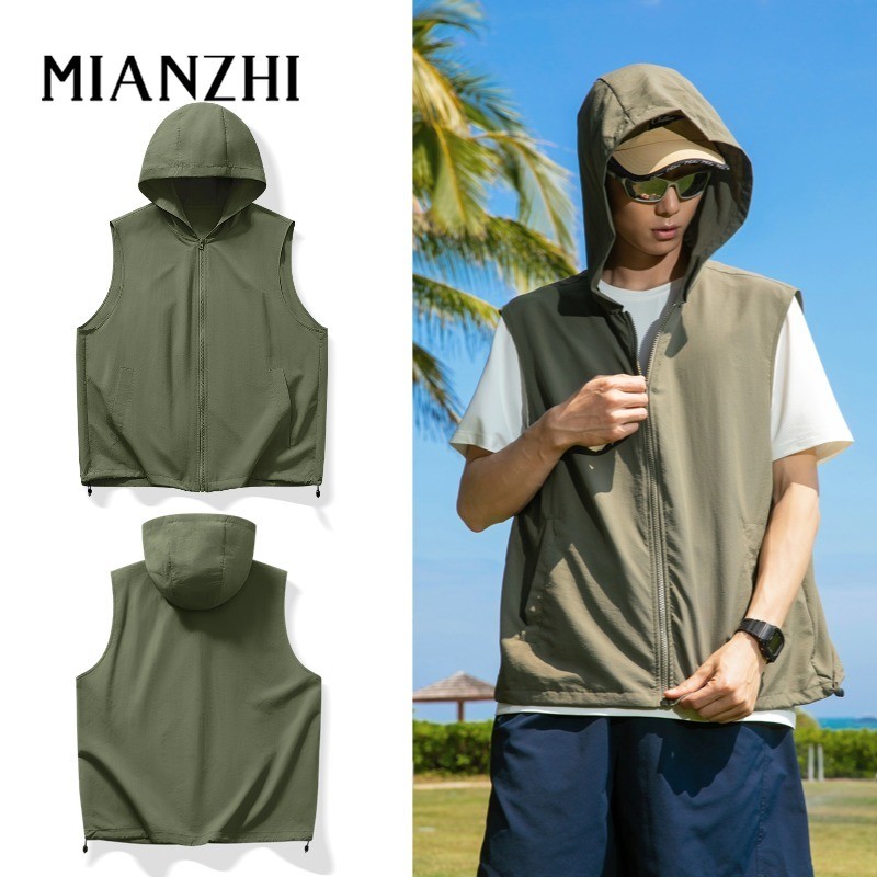 MIANZHI เสื้อกล้าม เสื้อสเวตเตอร์กีฬา เสื้อกล้ามกีฬา เสื้อแจ็กเก็ตมีฮู้ด รุ่นหลวม สำหรับผู้ชายและผู้