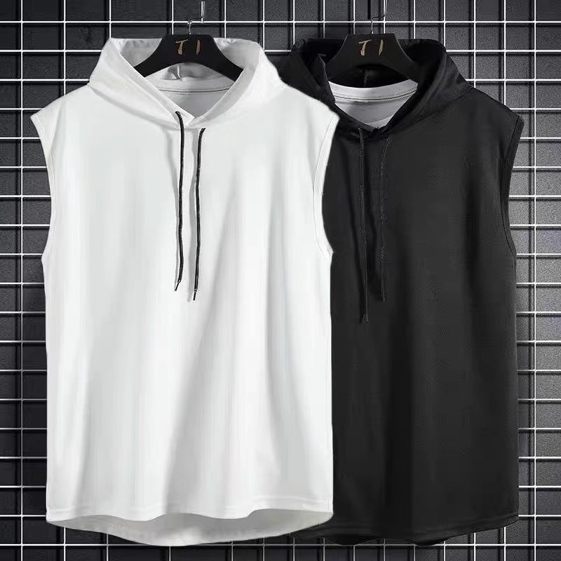 เสื้อกั๊กมีฮู้ด SUIKONE ซุยโคเนะ สำหรับผู้ชาย ในสไตล์อเมริกันเรโทรและฮิปฮอป เหมาะสำหรับกีฬาบาสเกตบอลและการแต่งตัวในวันประจำ