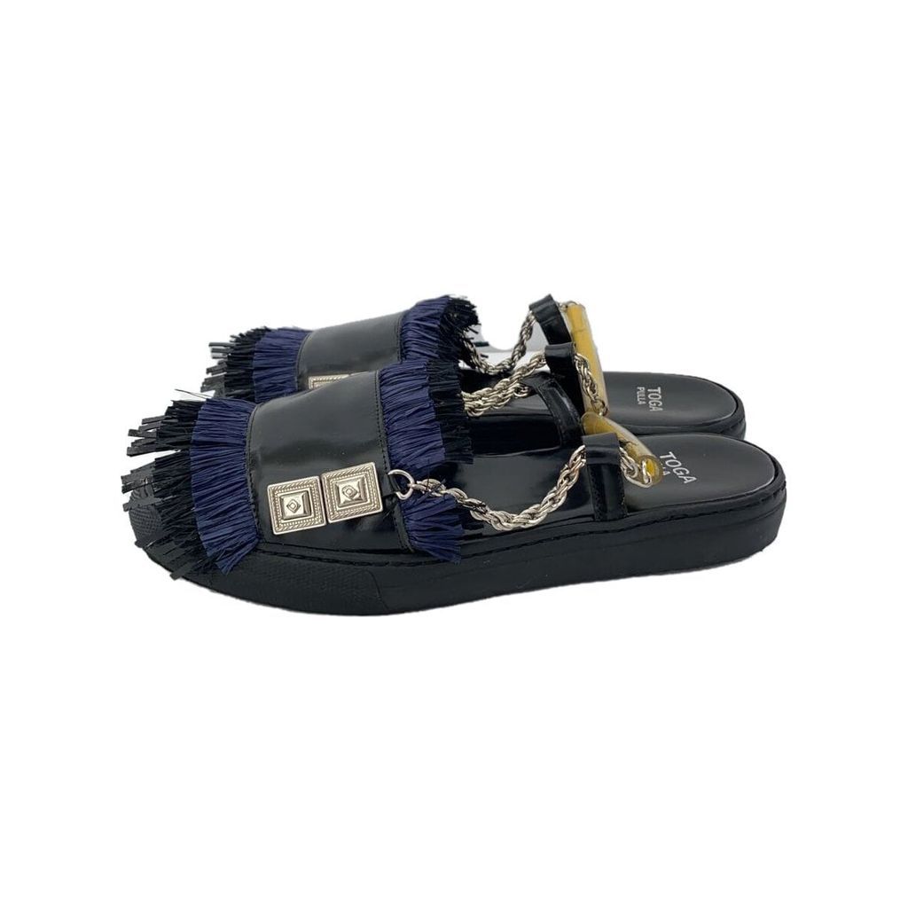 TALK CAR-FIP Sandals 38 BLK TP61-AJ747 Metal chain platform Direct from Japan Secondhand