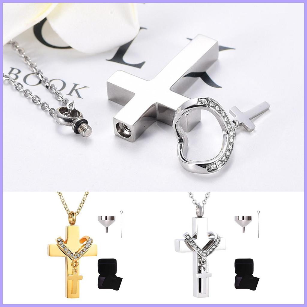 Urn สร้อยคอ Memorial Ashes จี้ช่อง Cross Urn จี้สร้อยคอสําหรับ Cremation Remembrance Travel wheqenmy