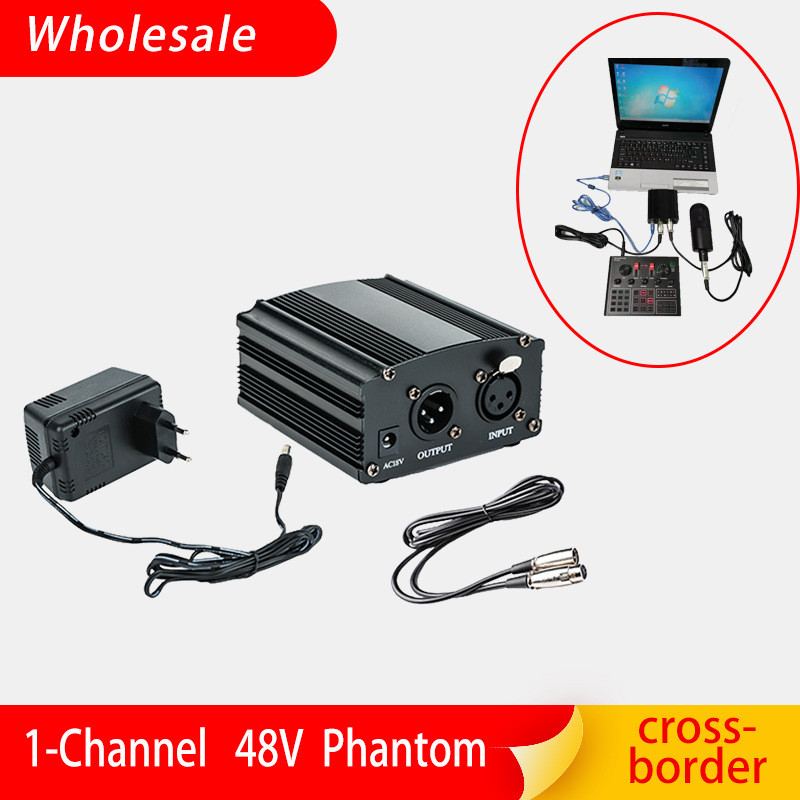 การ์ดเสียงไมโครโฟนคอนเดนเซอร์ 48v ขับเคลื่อนซ็อกเก็ต USB Power Live Adapter Phantom Audio Audio Audi