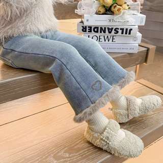 ฤดูหนาวใหม่ - เด็กหญิงเพิ่มกางเกงยีนส์กํามะหยี่เด็กหนาหนึ่งก…