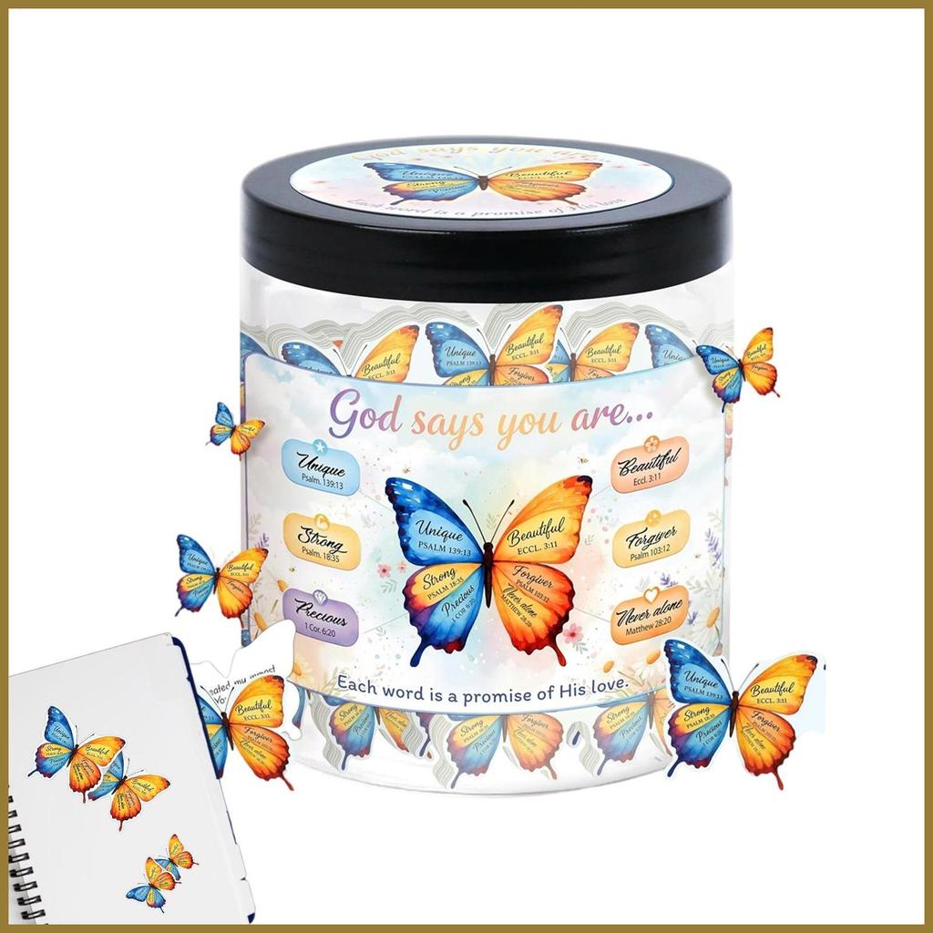 Afirmation Jar ผีเสื้อตกแต่งบ้านกับ Bible Verse 60 ชิ้น Christian Ffirmation การ์ดสําหรับเพื่อนผู้หญ
