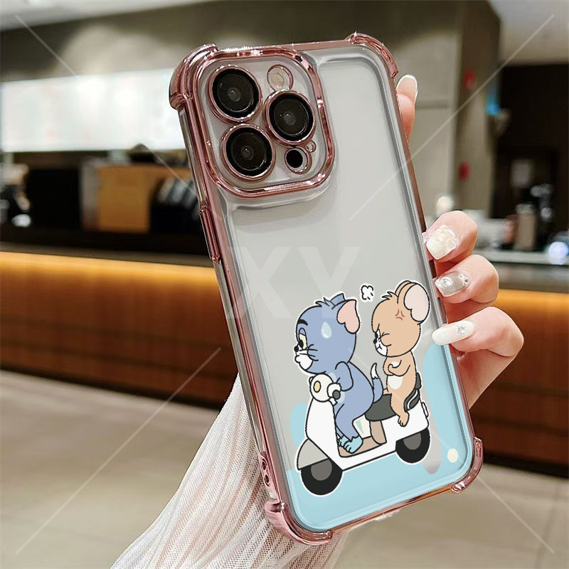 เคส POCO C65 POCO X4 GT POCO F4 POCO F3 GT POCO F4 GT POCO F3 การ์ตูนแมวและเมาส์ป้องกันกล้องซิลิโคนอ