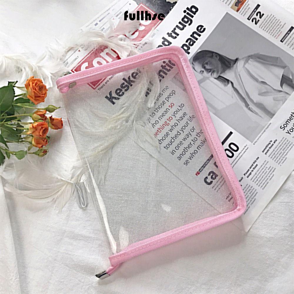 ถุงเก็บโฟลเดอร์แฟ้ม FULLHSE, กระเป๋าซิป PVC A5, Ins Desk Organizer โปร่งใส Office Supply โฟลเดอร์ Organizer