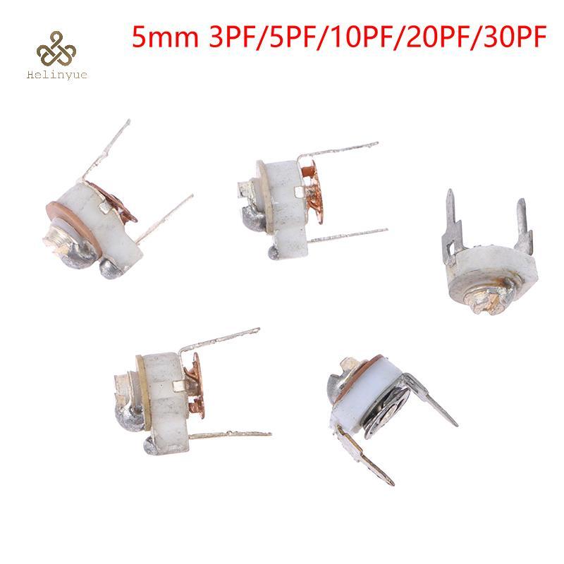 HELINYUE 5PCS 5 มม.เซรามิคTrimmer CapacitปรับCapacitor TrimmerตัวแปรเซรามิคCapacitor 3PF 5PF 10PF 20