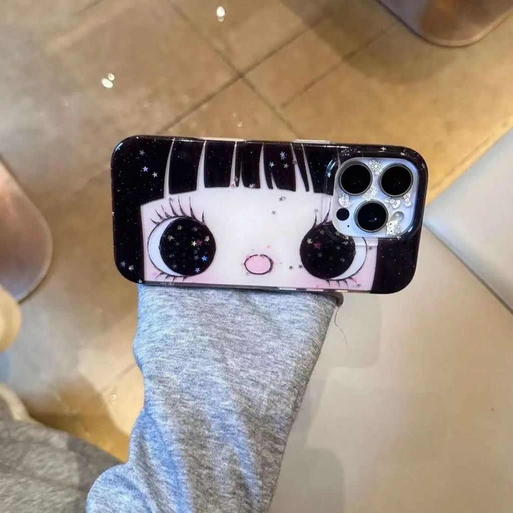 น่ารักอะนิเมะ Big Eye สาวเคสโทรศัพท์สําหรับ IPhone 17 Pro Max 16 Pro 16 15 14 Pro Max 12 11 XS XR 7 