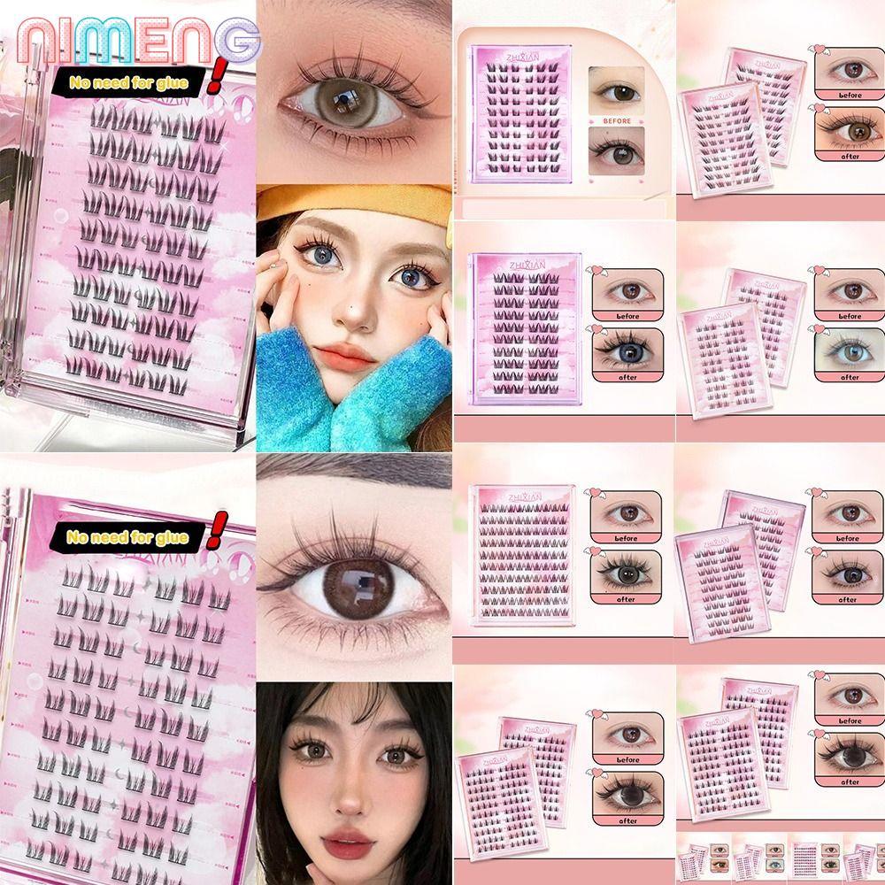 NIMENG มังงะ Lashes, แถบกาวกาวฟรี Segmented ขนตาปลอม, แฟชั่นอะนิเมะคอสเพลย์ Handmade DIY ขนตาปลอม Wome